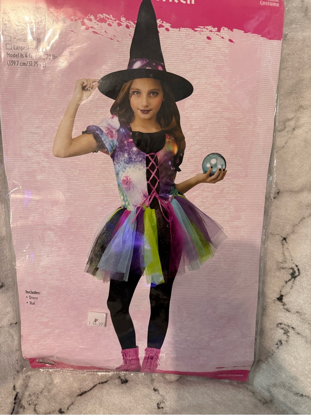 Girls Multi-Color Purple Witch Costume with Hat